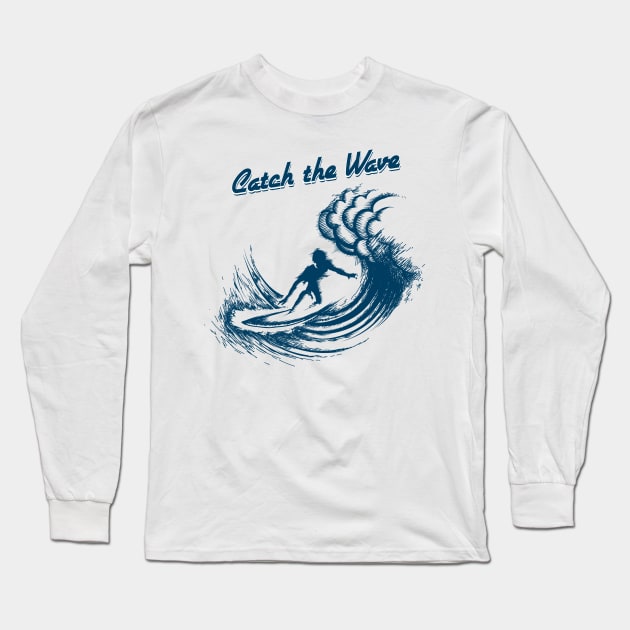 Surfer riding big wave Long Sleeve T-Shirt by devaleta